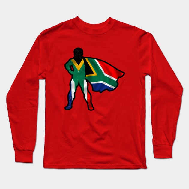 African Hero Wearing Cape of Africa Flag Hope and Peace Unite in Africa Long Sleeve T-Shirt by Mochabonk